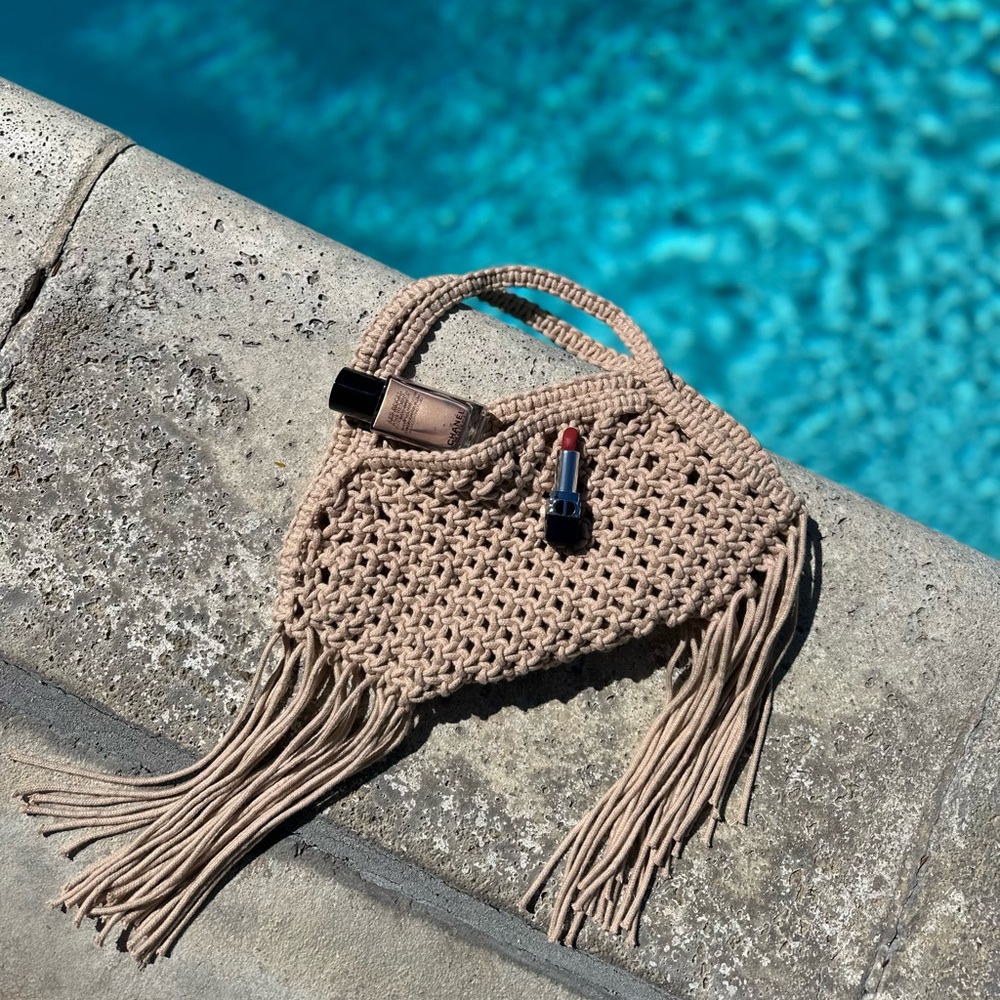 Handcrafted Beige Fringe Bag, New , never Used